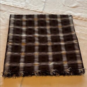 Plaid Fringe  Brown And Beige Fabric Yarn Approx. 1 Yarn 15” By 50” Width